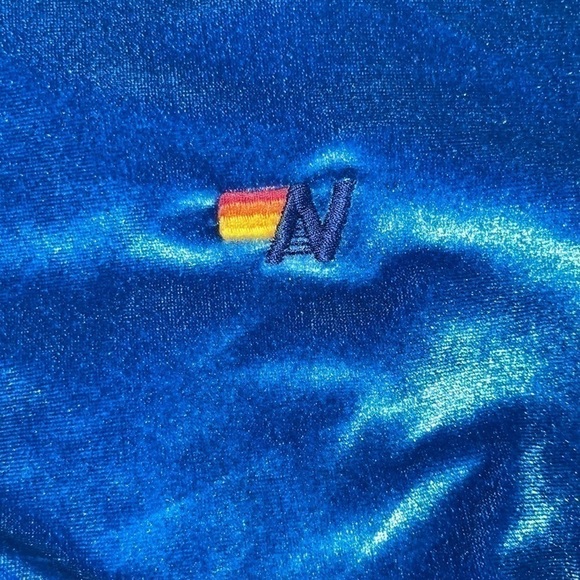 NWT Aviator Nation Classic Velvet Sweatshirt // Vintage Blue 5-Stripe - Picture 5 of 7